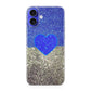 Love Glitter Blue and Grey iPhone 16 / 16 Plus Case