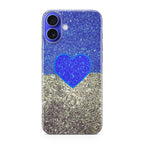 Love Glitter Blue and Grey iPhone 16 / 16 Plus Case