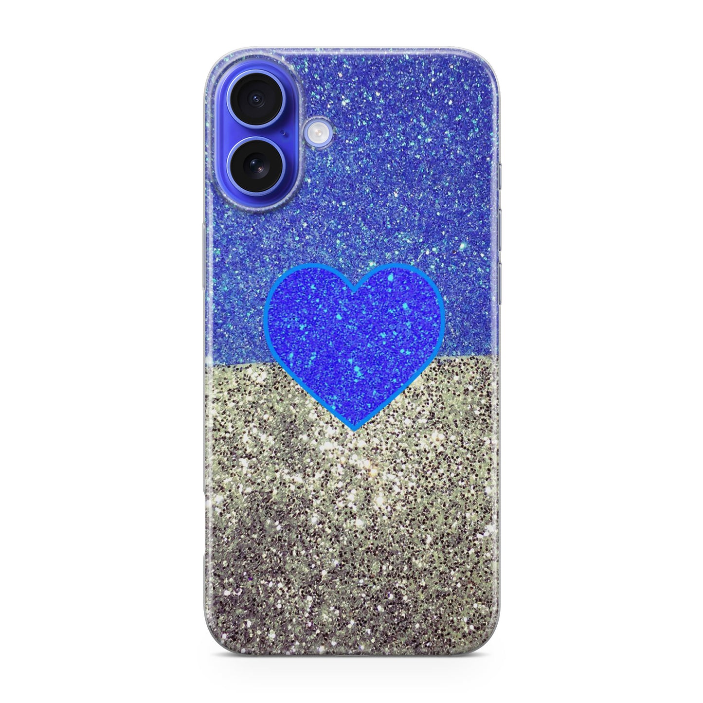 Love Glitter Blue and Grey iPhone 16 / 16 Plus Case