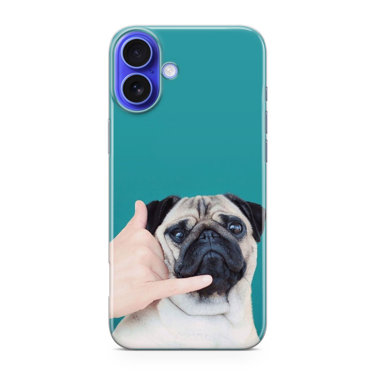 Pug is on the Phone iPhone 16 / 16 Plus Case