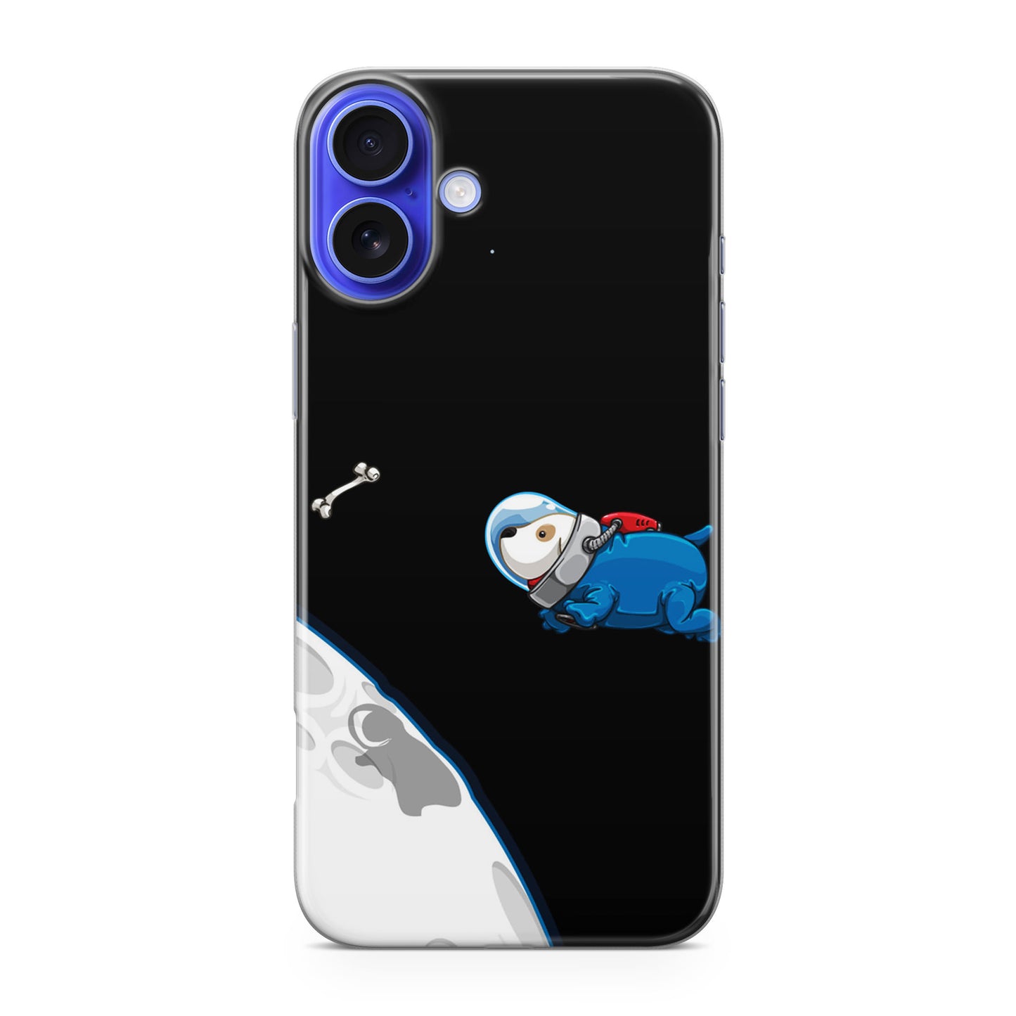 Space Dog Chasing A Bone iPhone 16 / 16 Plus Case