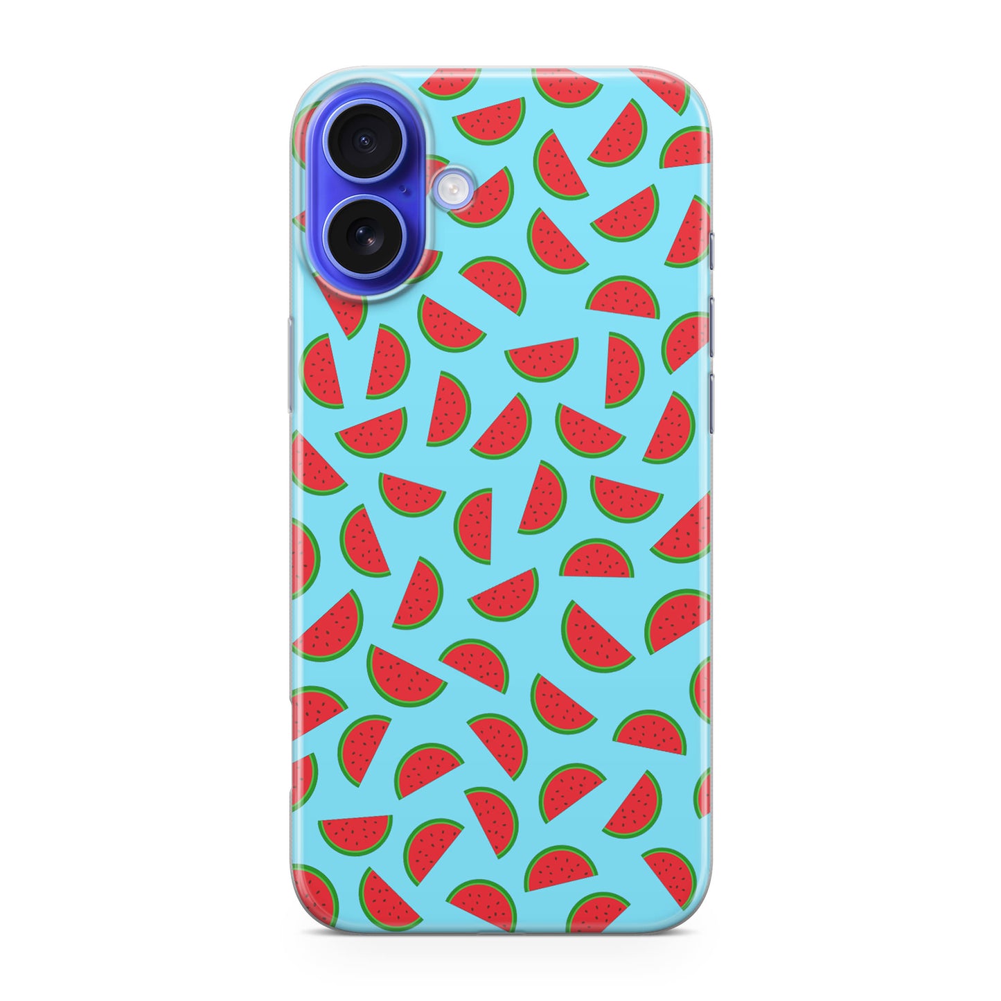 Watermelon Fruit Pattern Blue iPhone 16 / 16 Plus Case