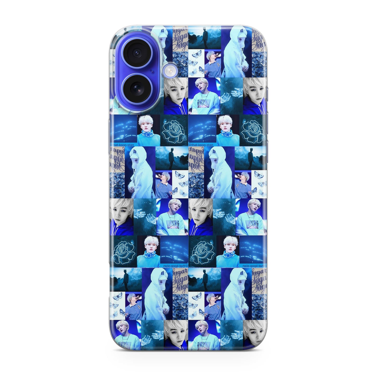 BTS Suga Blue Aesthetic Collage iPhone 16 / 16 Plus Case