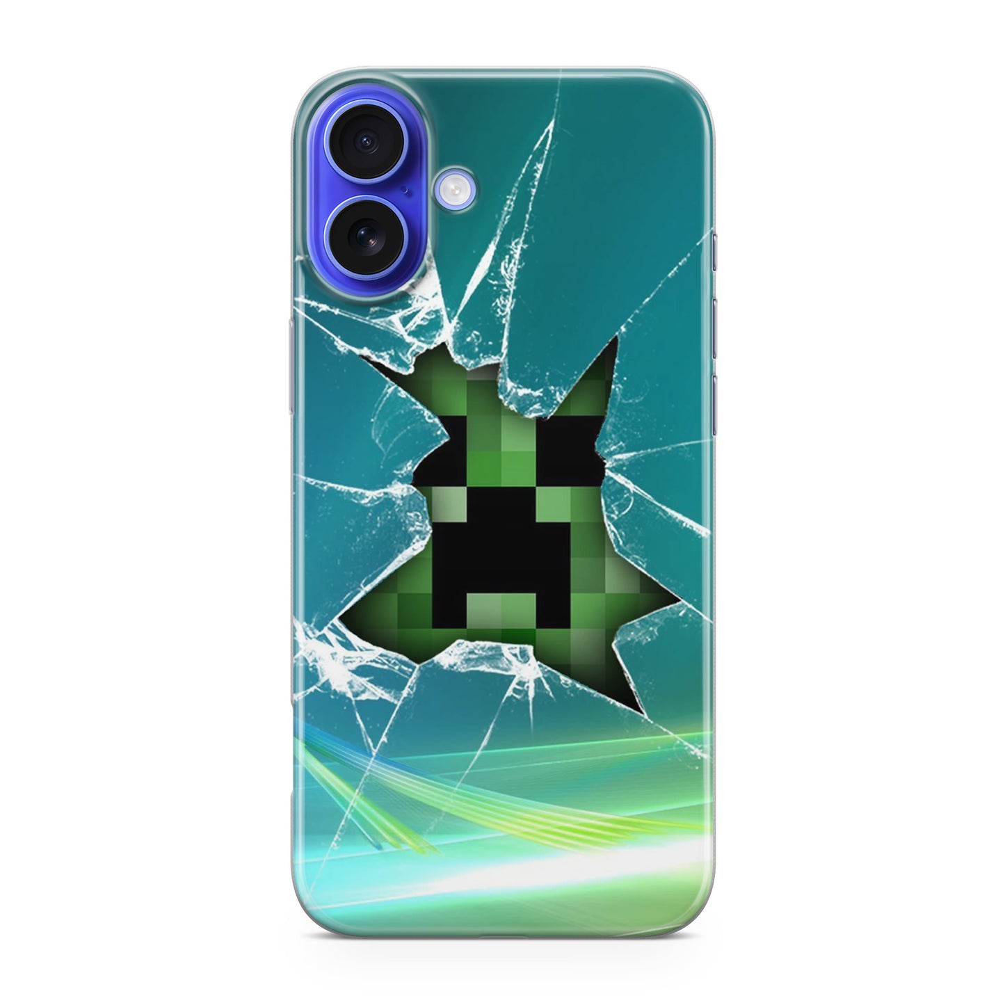 Creeper Glass Broken Green iPhone 16 / 16 Plus Case