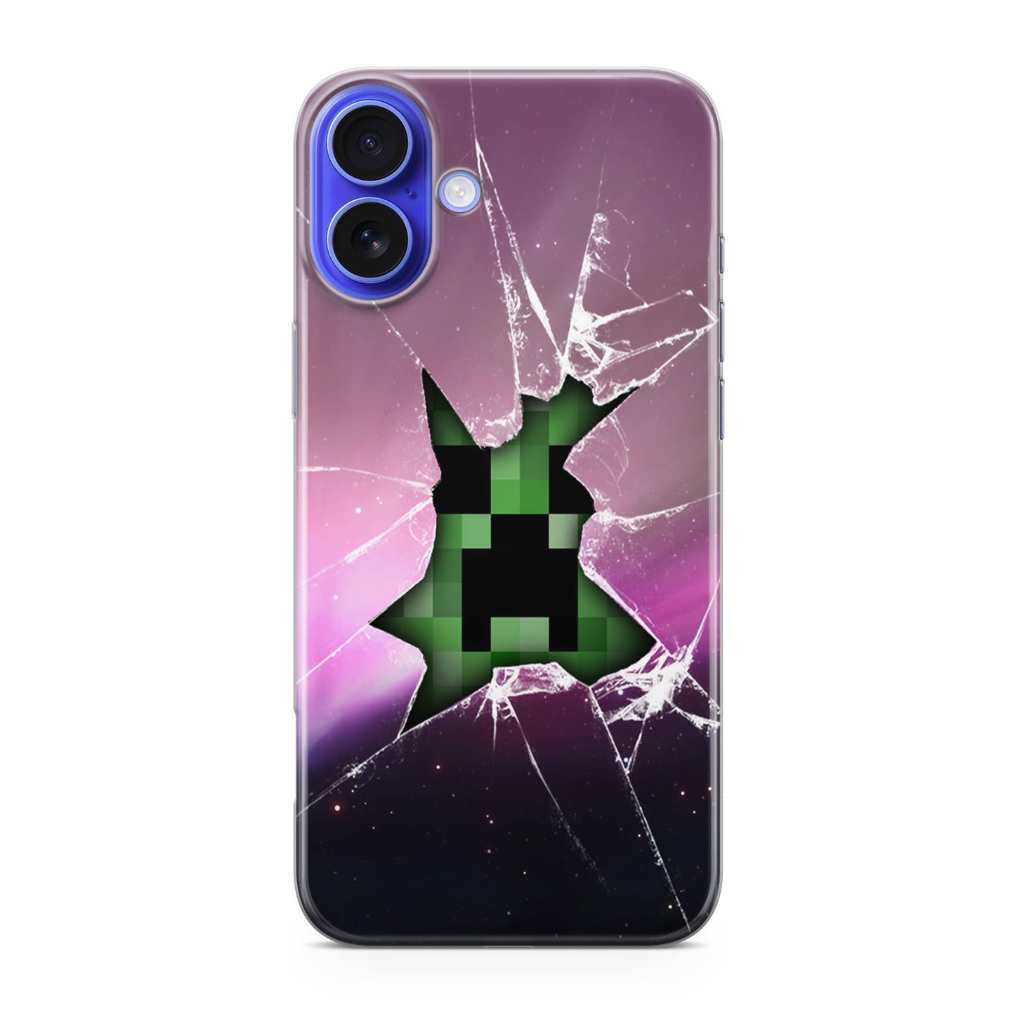 Creeper Glass Broken Violet iPhone 16 / 16 Plus Case