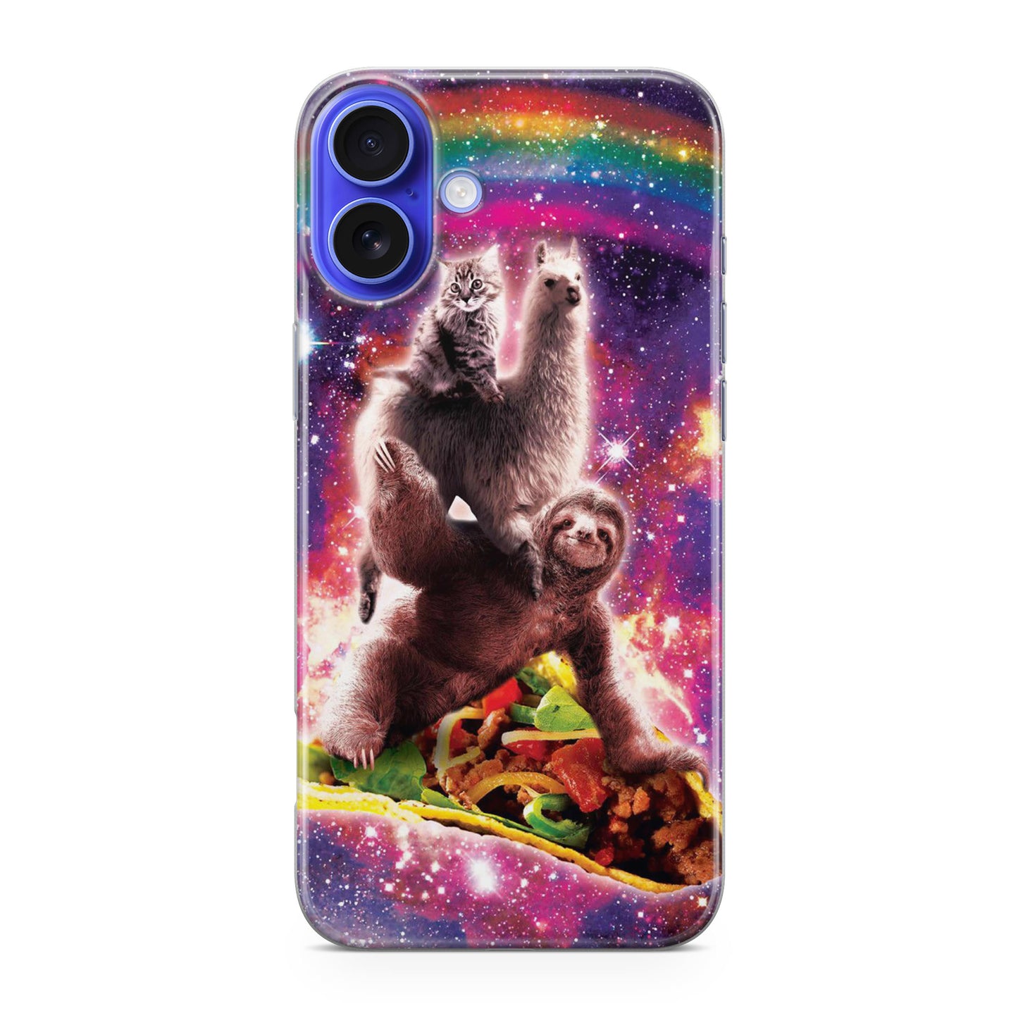 LLama Sloth And Cat Playing Together iPhone 16 / 16 Plus Case