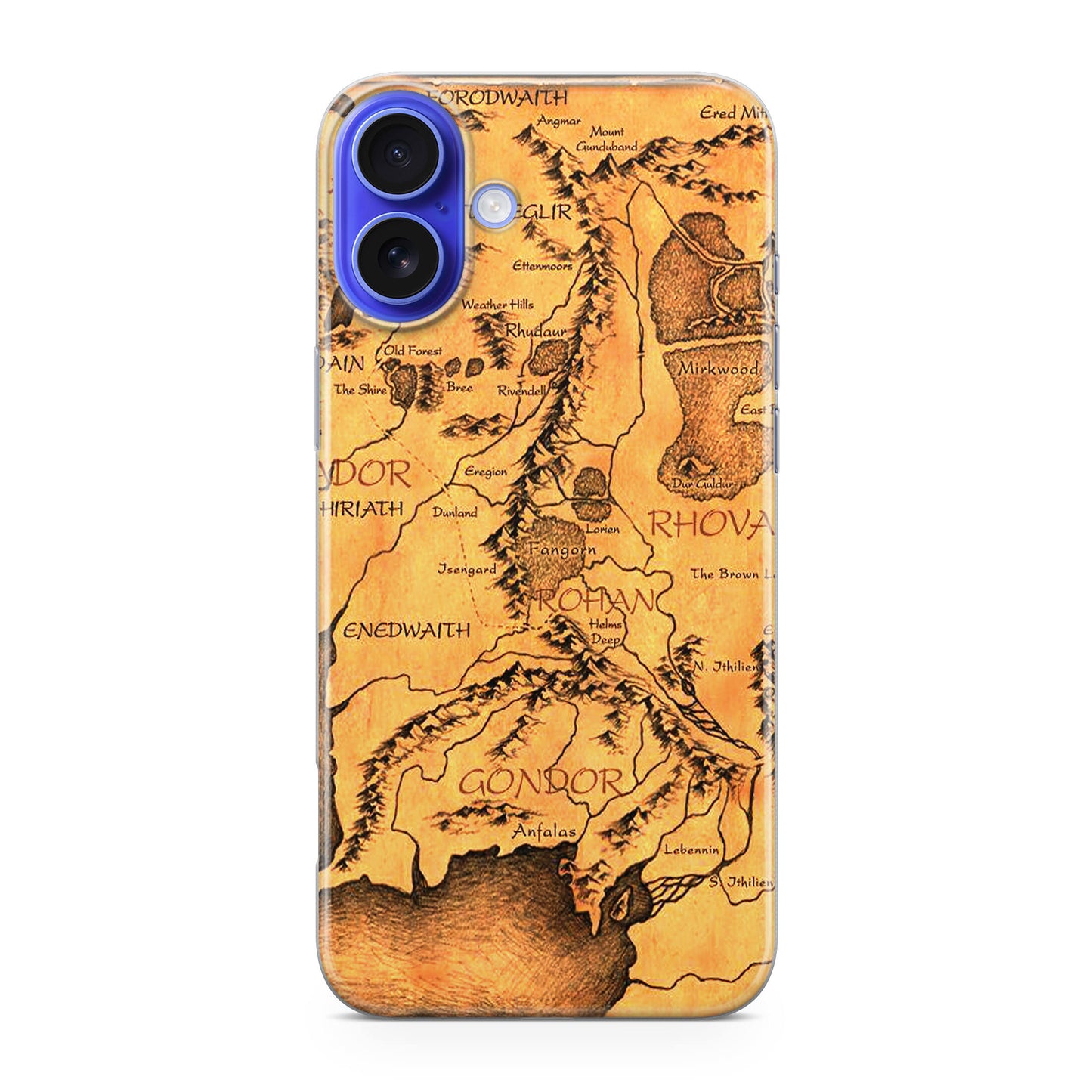 Middle Earth Map Hobbit iPhone 16 / 16 Plus Case