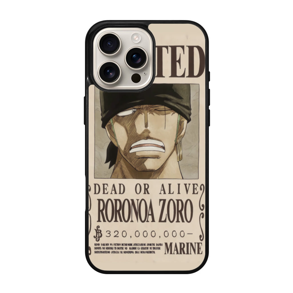 Roronoa Zoro Bounty iPhone 16 Pro / 16 Pro Max Case