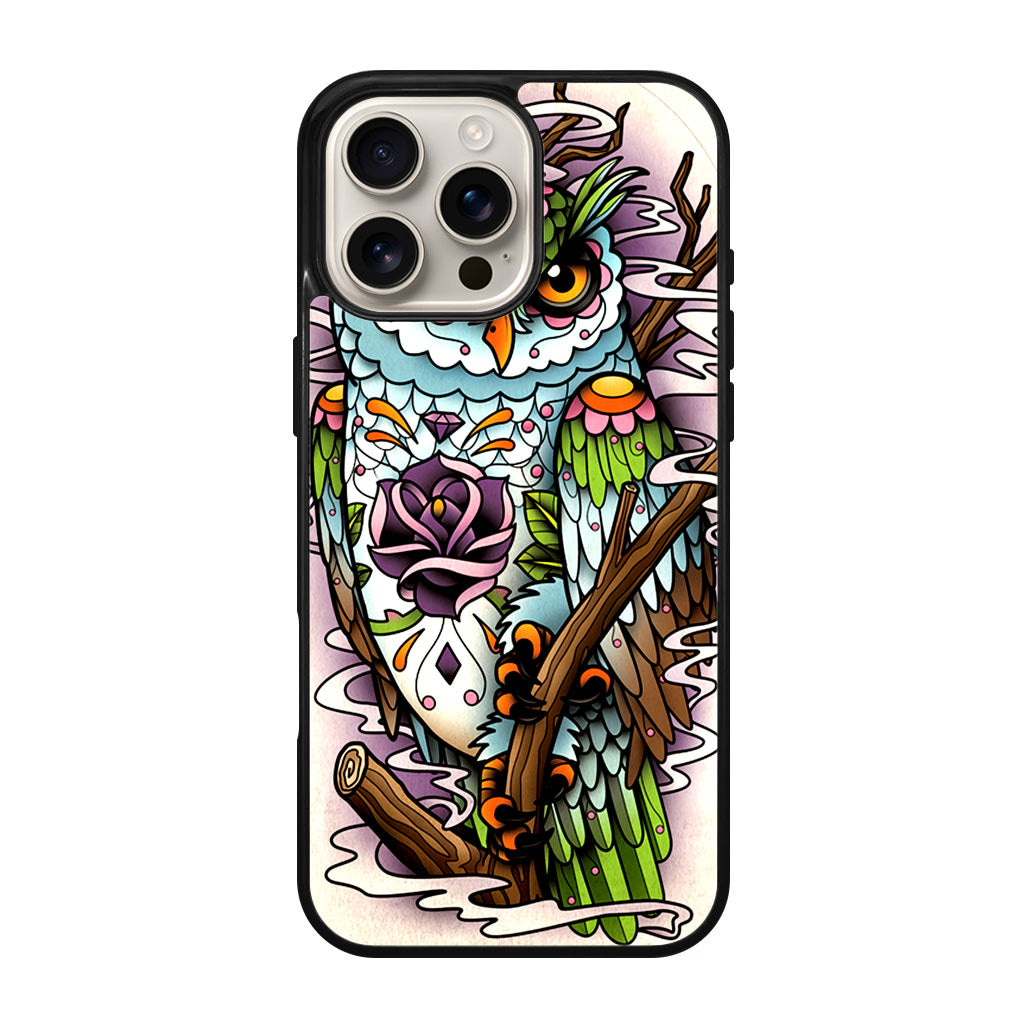 Sugar Skull Owl Tattoo iPhone 16 Pro / 16 Pro Max Case