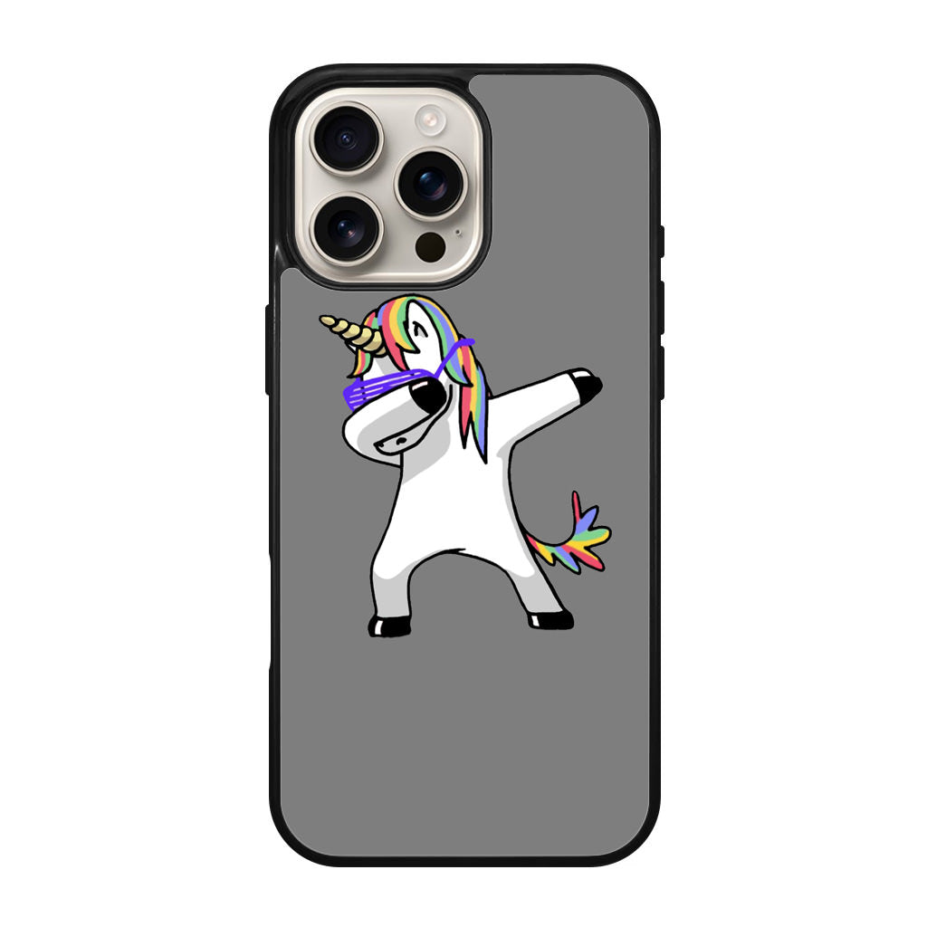 Unicorn Dabbing Grey iPhone 16 Pro / 16 Pro Max Case