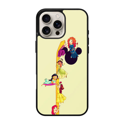 Princesses Climbing Rapunzel's Hair iPhone 16 Pro / 16 Pro Max Case