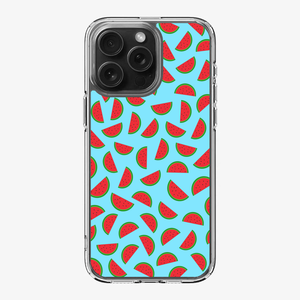 Watermelon Fruit Pattern Blue iPhone 16 Pro / 16 Pro Max Case