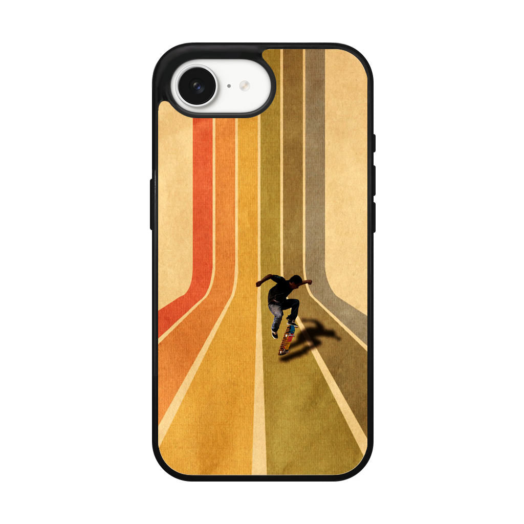 Vintage Skateboard On Colorful Stipe iPhone 17e Case