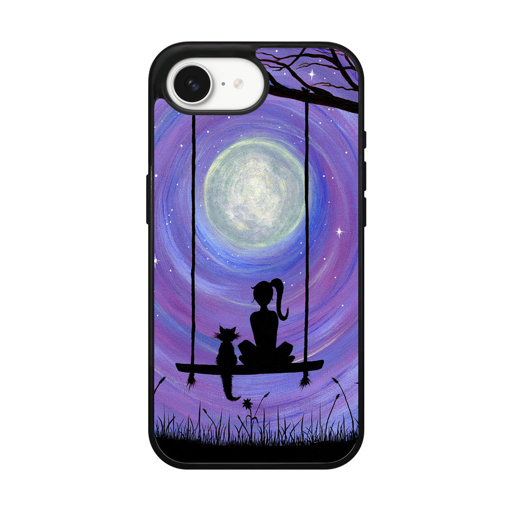 Girl Cat and Moon iPhone 17e Case