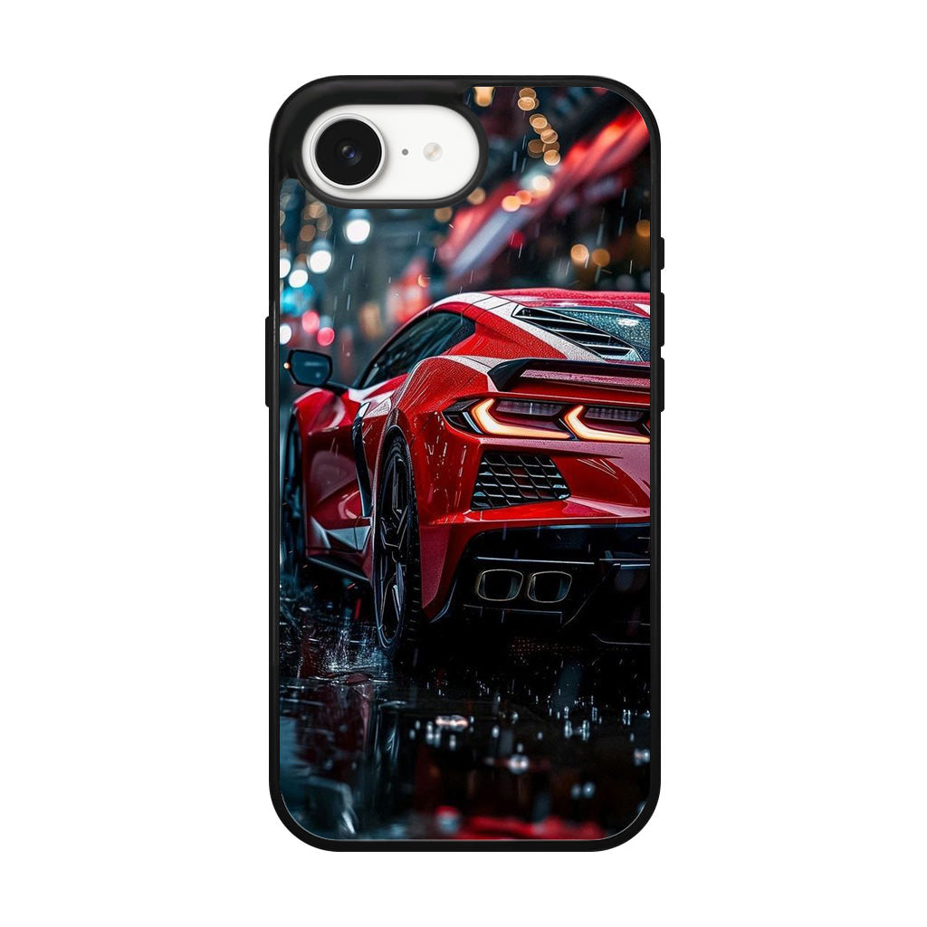 Red Sport Car in the Rain iPhone 17e Case