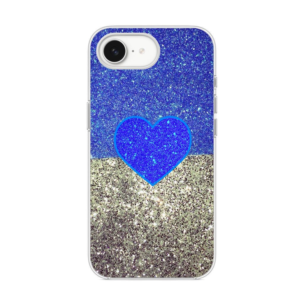 Liebe Glitzer Blau und Grau iPhone 17e Hülle