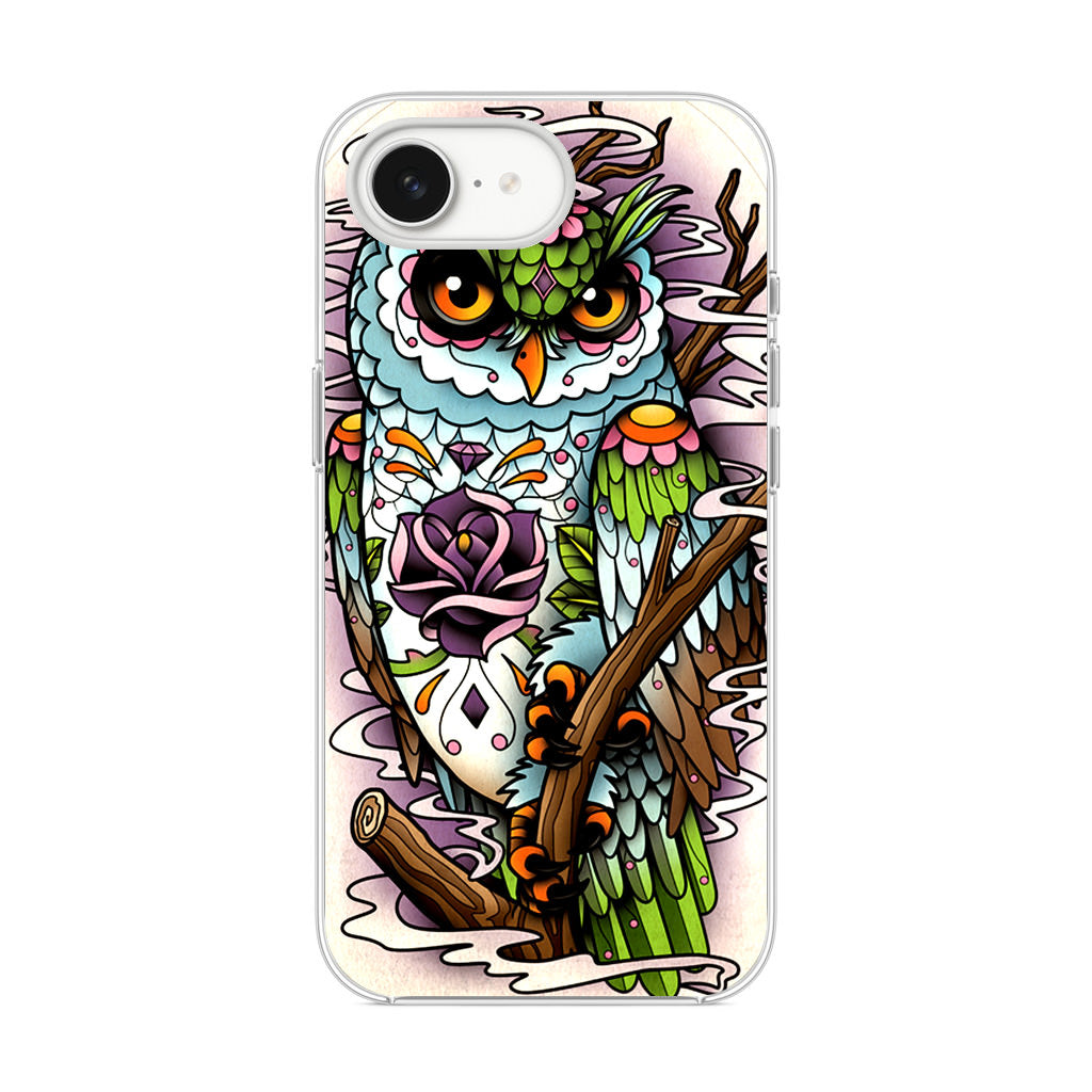 Sugar Skull Owl Tattoo iPhone 16e Case