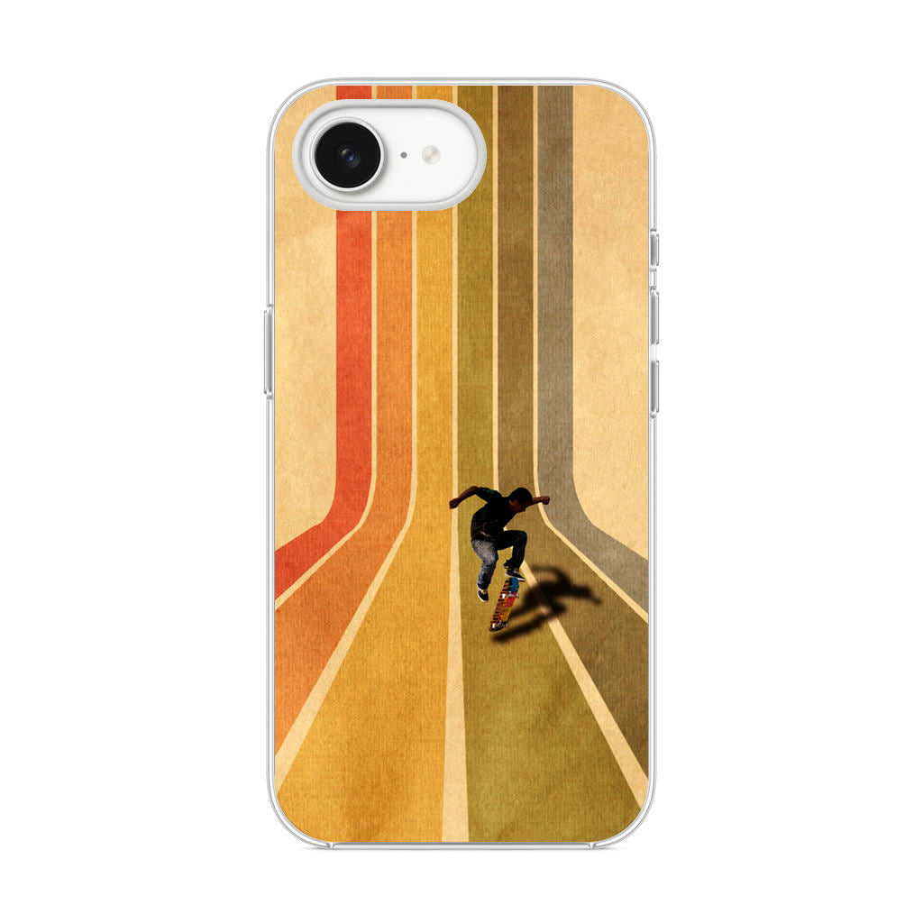 Vintage Skateboard On Colorful Stipe Runway iPhone 16e Case