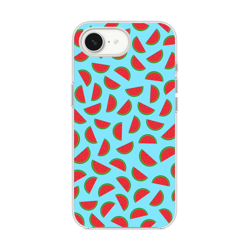 Watermelon Fruit Pattern Blue iPhone 16e Case