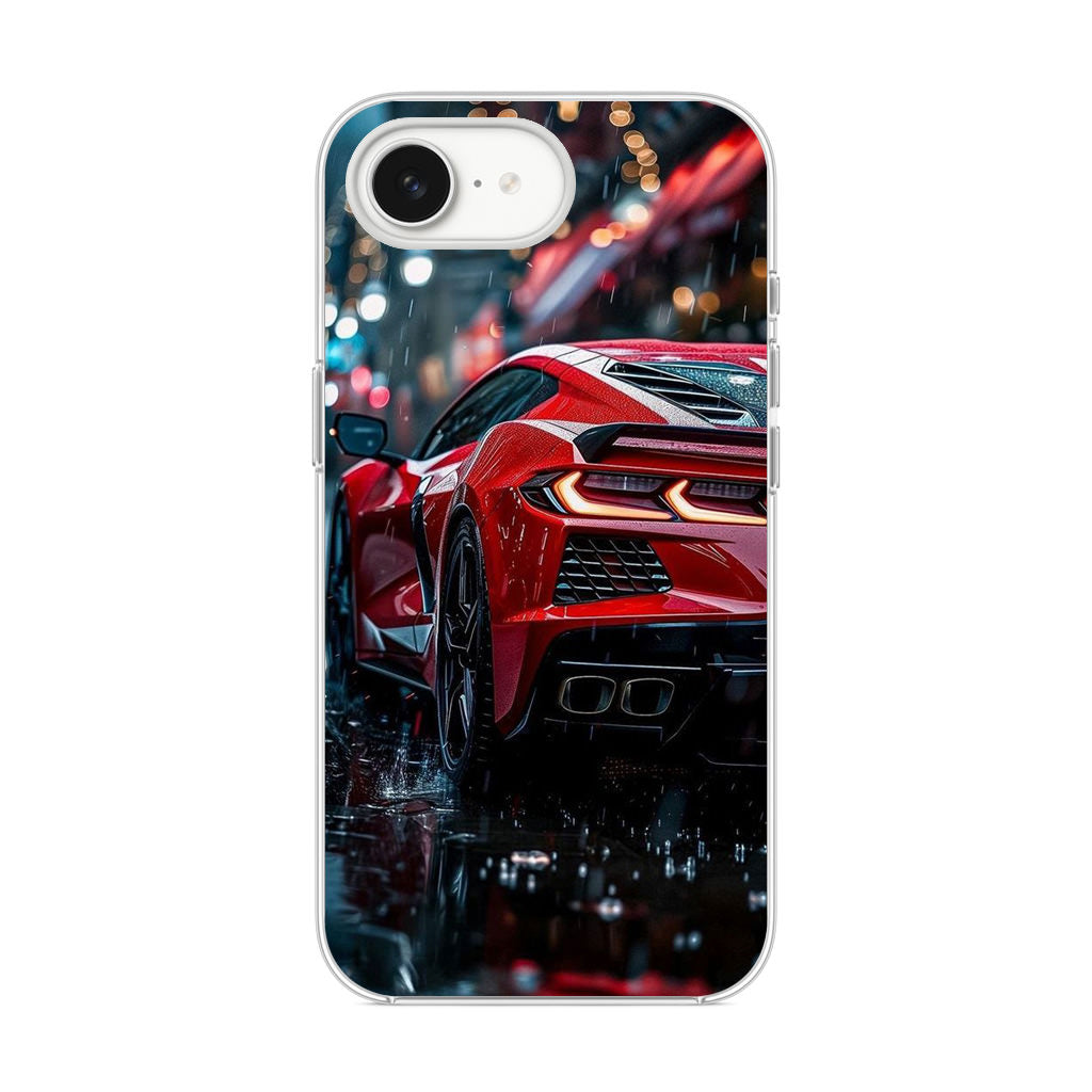 Red Sport Car in the Rain iPhone 17e Case