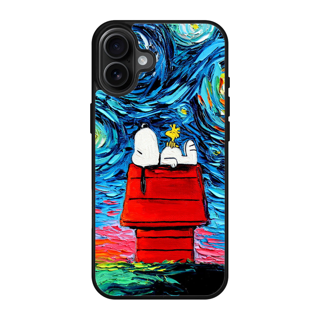 Dog Lying Under Starry Night Van Gogh iPhone 17 Case