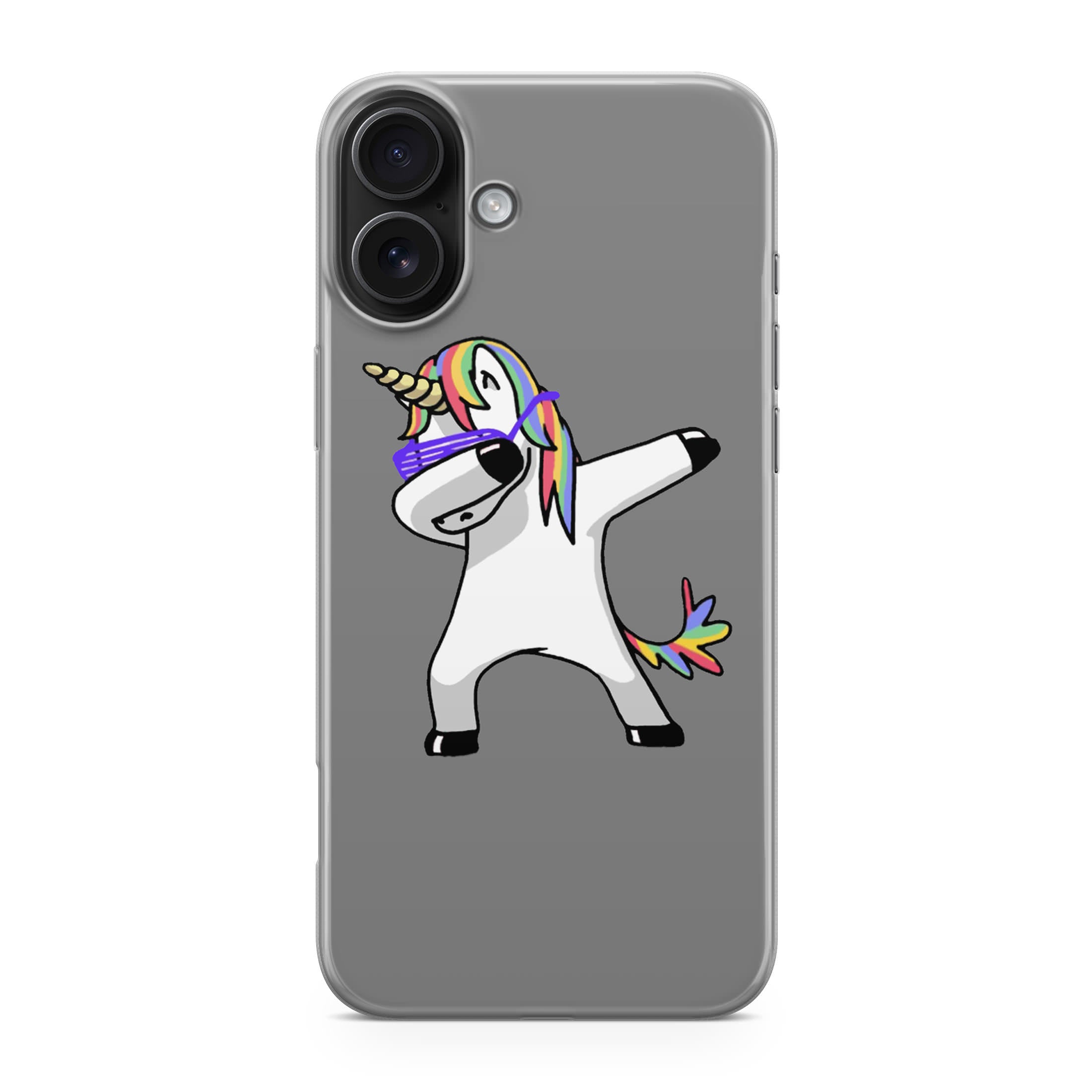 Unicorn Dabbing Grey iPhone 17 Case