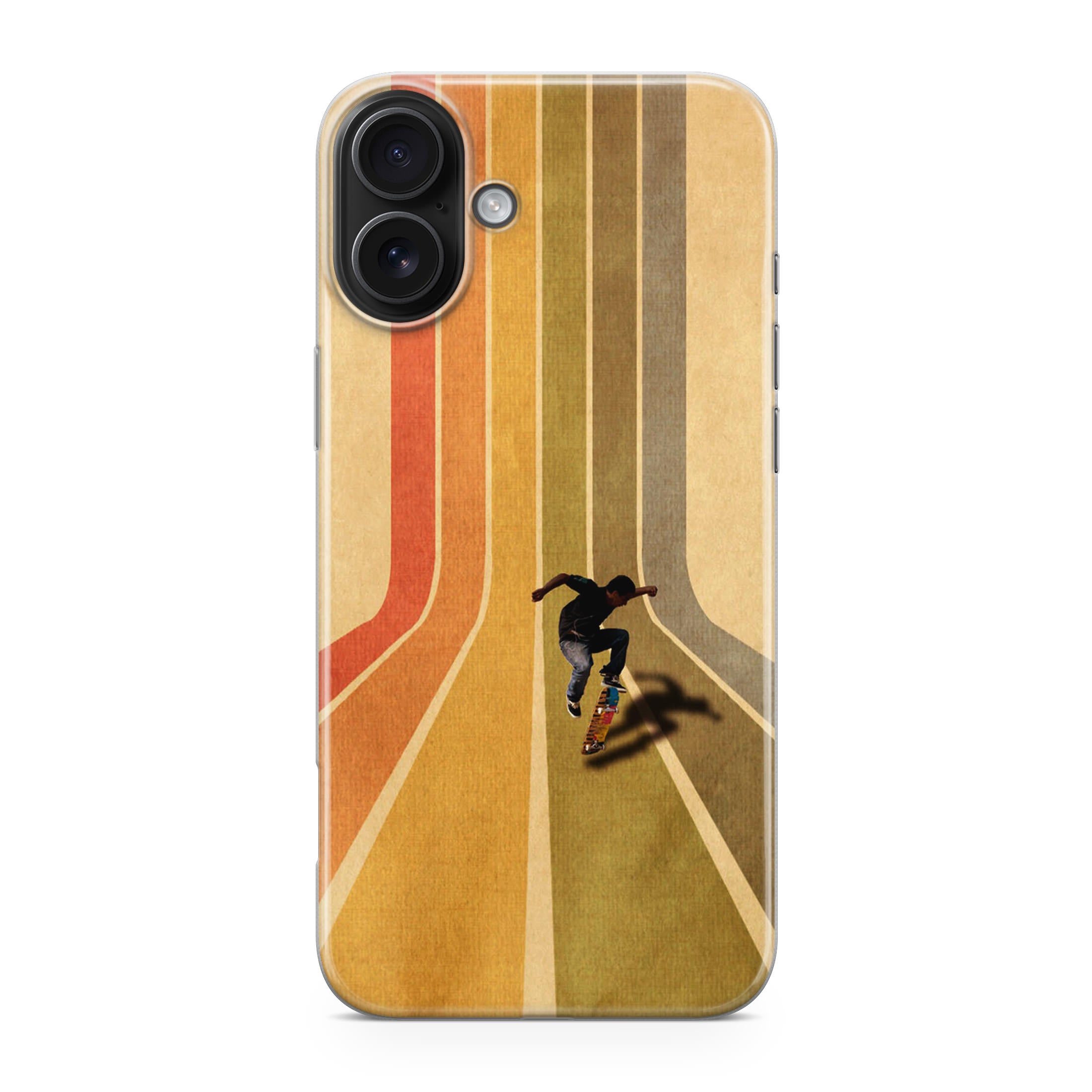 Vintage Skateboard On Colorful Stipe Runway iPhone 17 Case