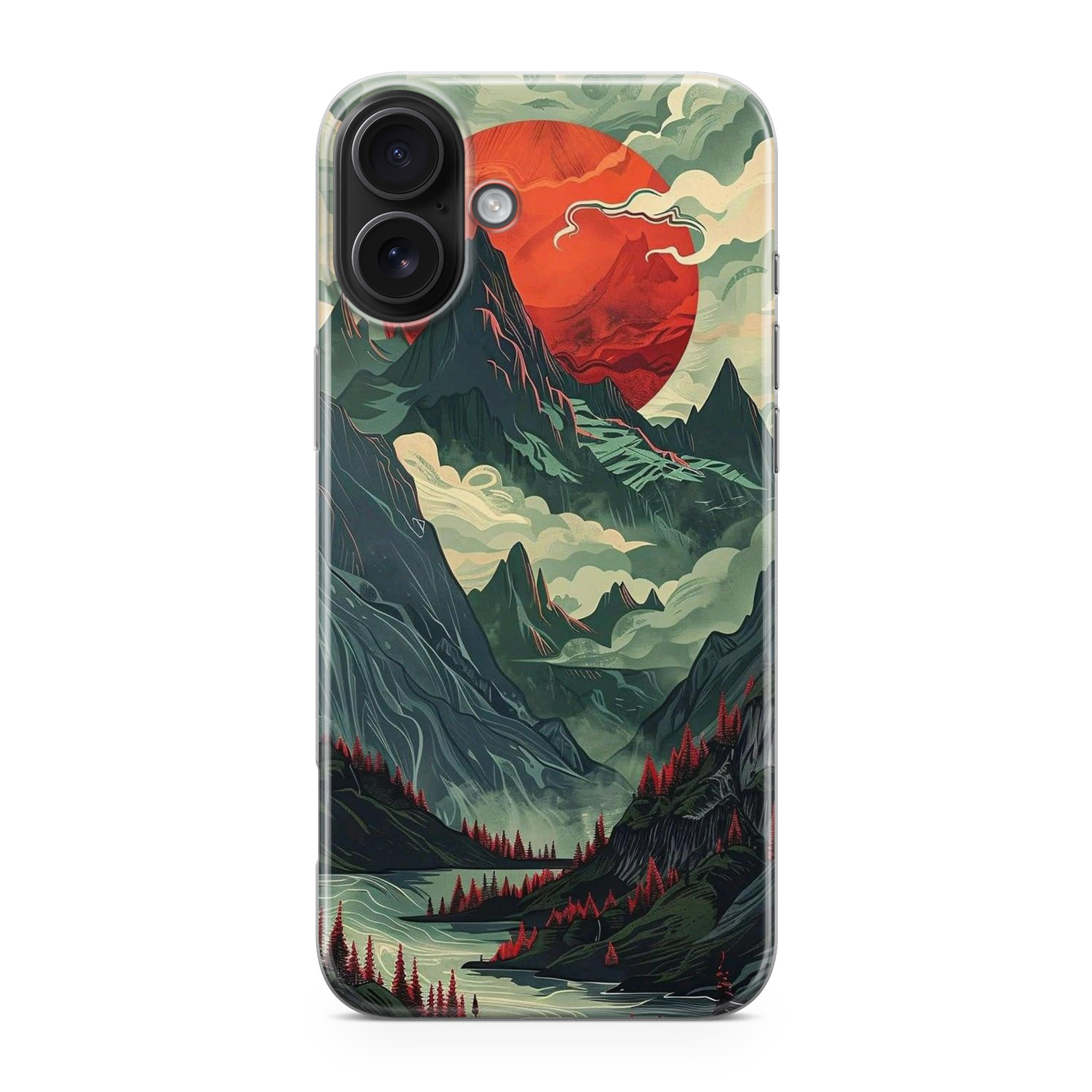 Crimson Moon Over Silent Peaks iPhone 17 Case