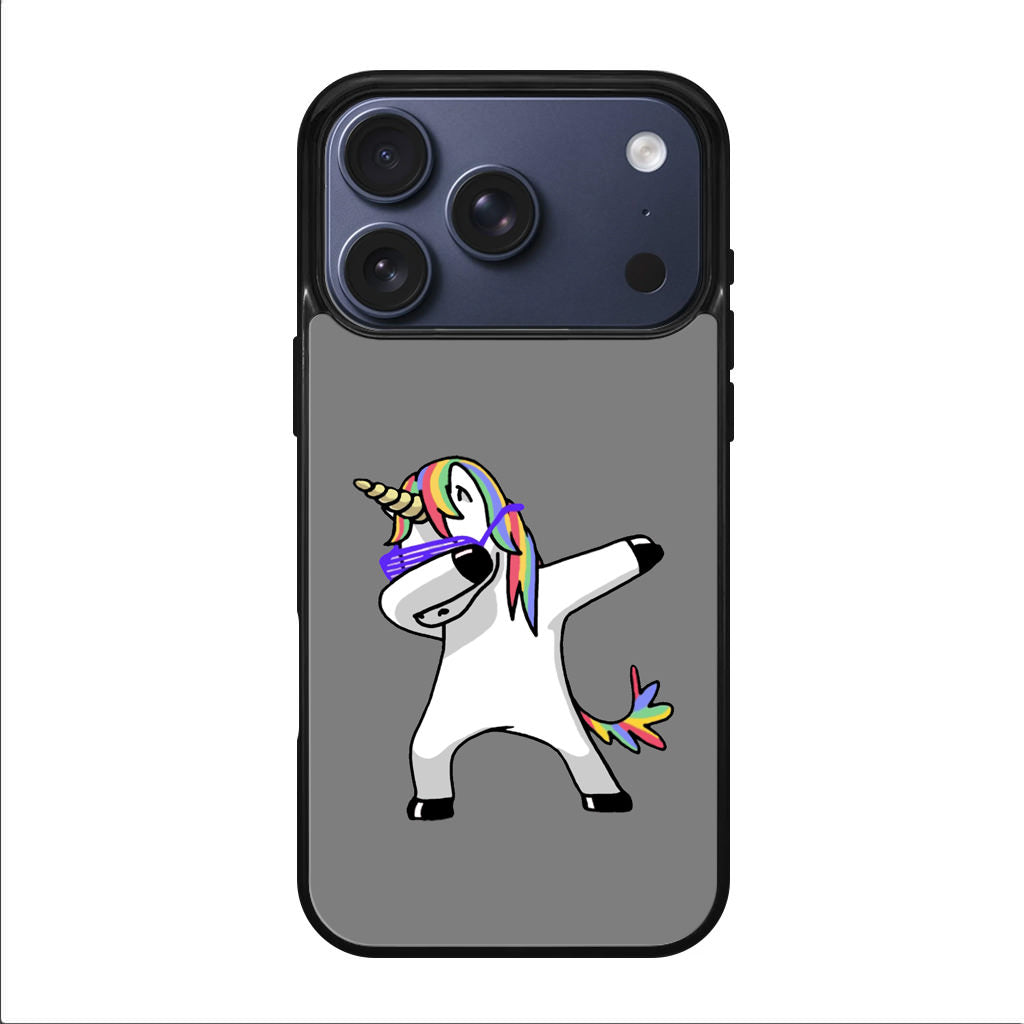 Unicorn Dabbing Grey iPhone 17 Pro / 17 Pro Max Case