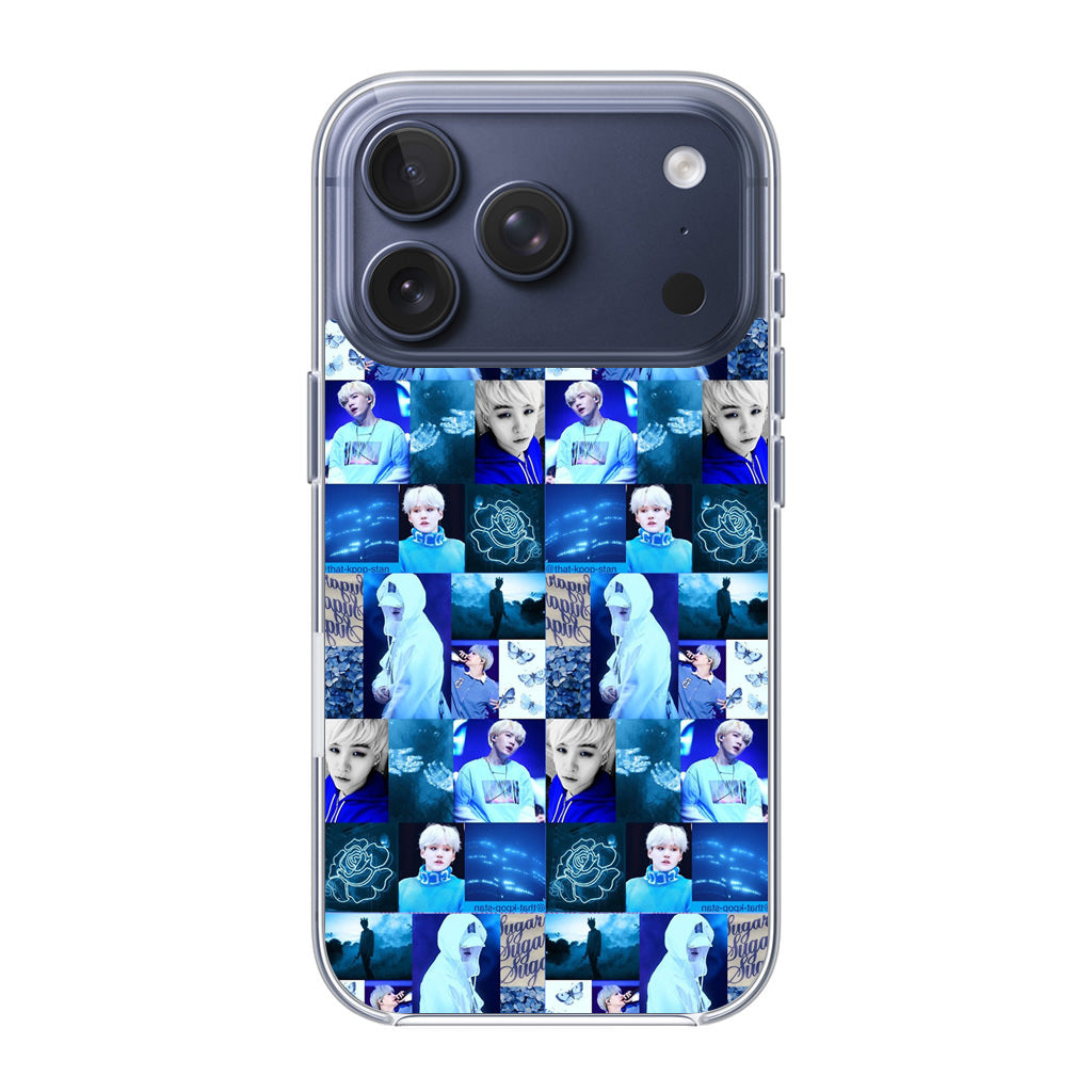 BTS Suga Blue Aesthetic Collage iPhone 17 Pro / 17 Pro Max Case