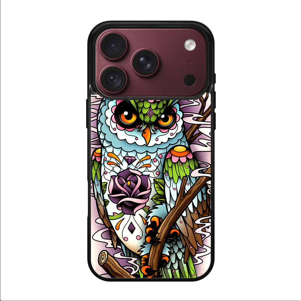 Sugar Skull Owl Tattoo iPhone 18 Pro / 18 Pro Max Case