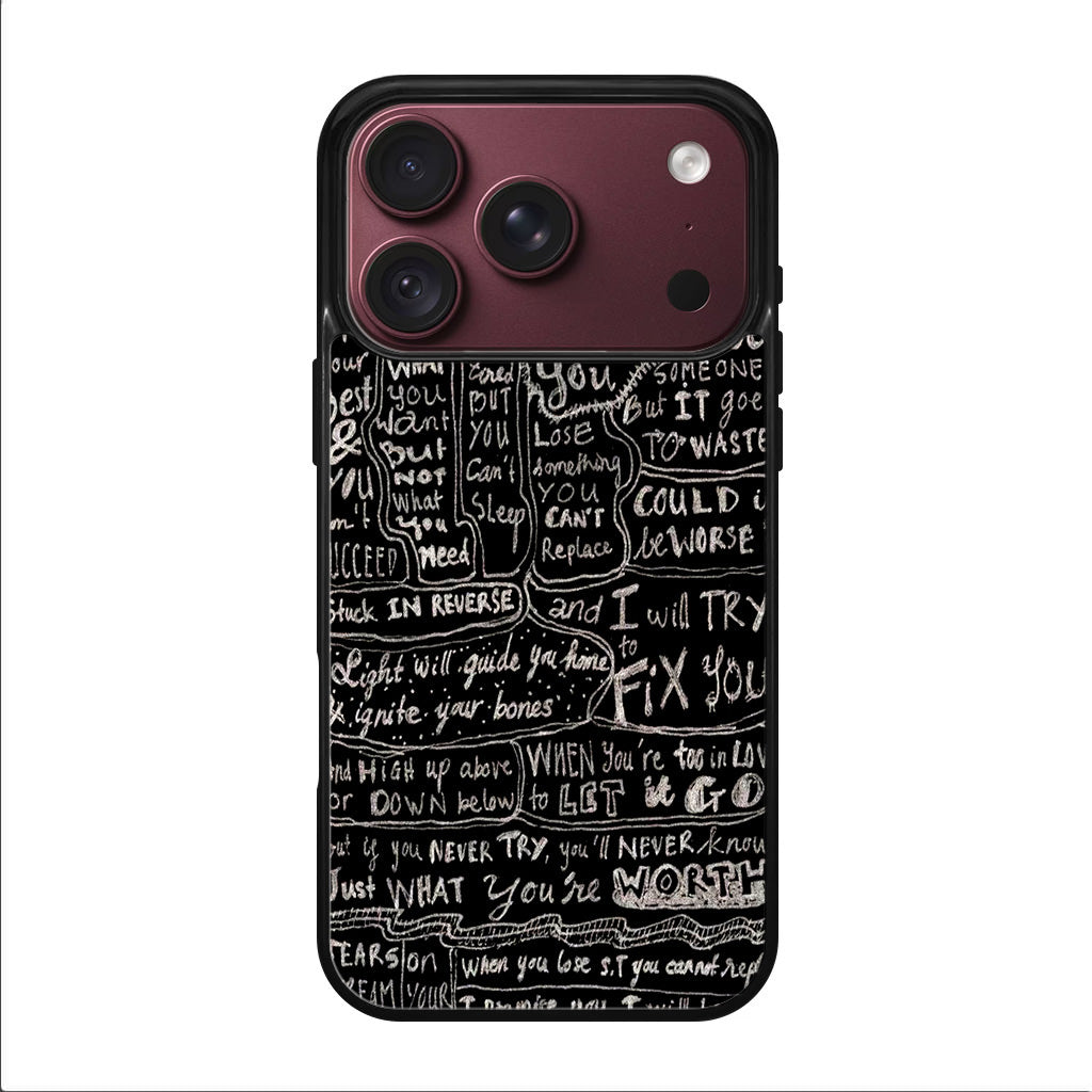 Fix You Lyrics iPhone 18 Pro / 18 Pro Max Case