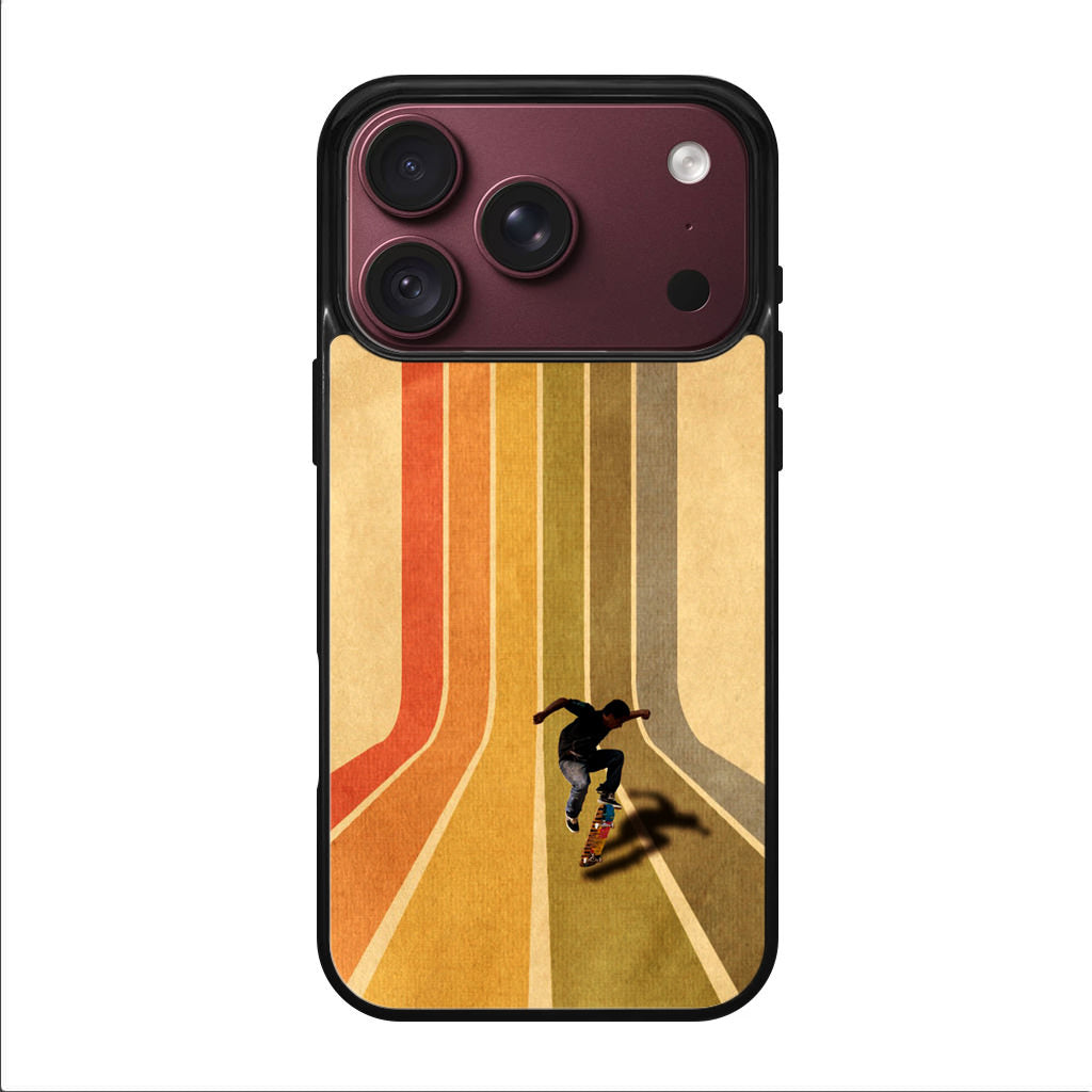 Vintage Skateboard On Colorful Stipe iPhone 18 Pro / 18 Pro Max Case