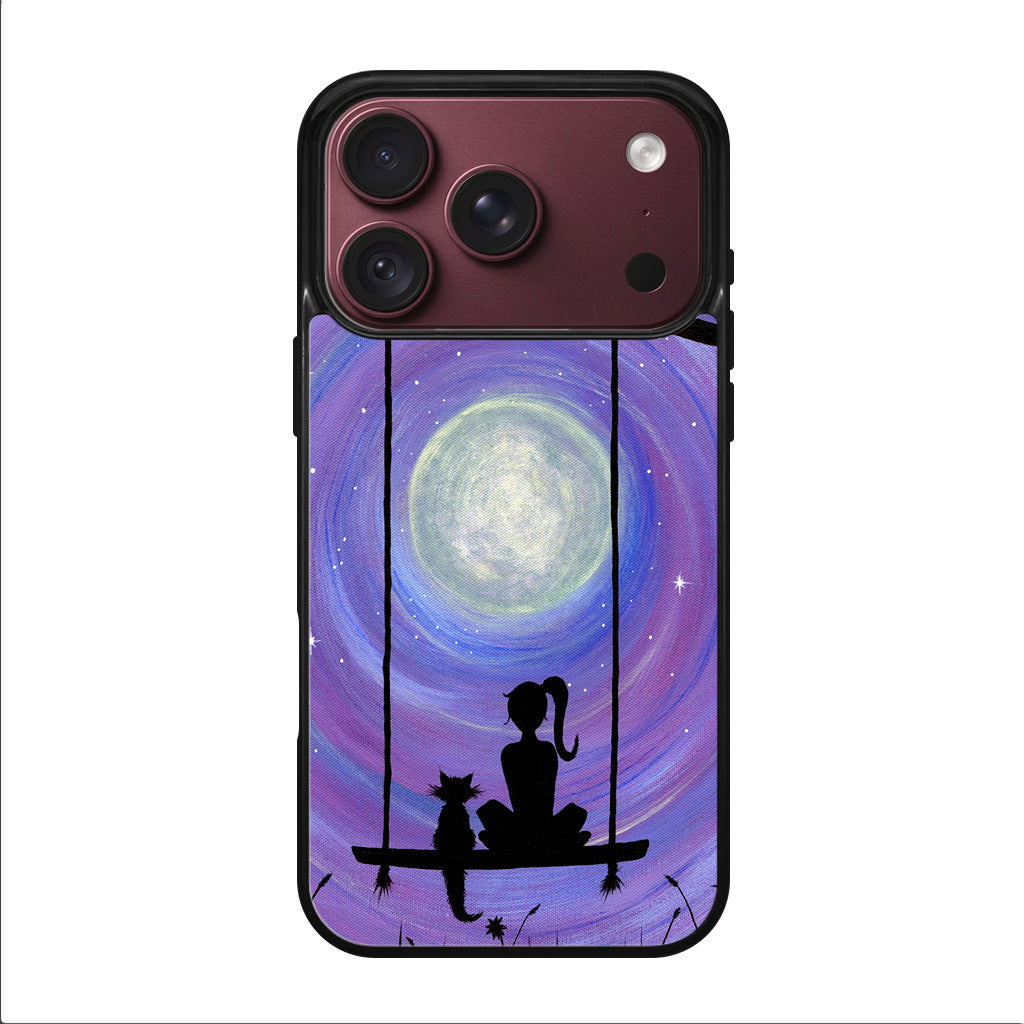 Girl Cat and Moon iPhone 18 Pro / 18 Pro Max Case