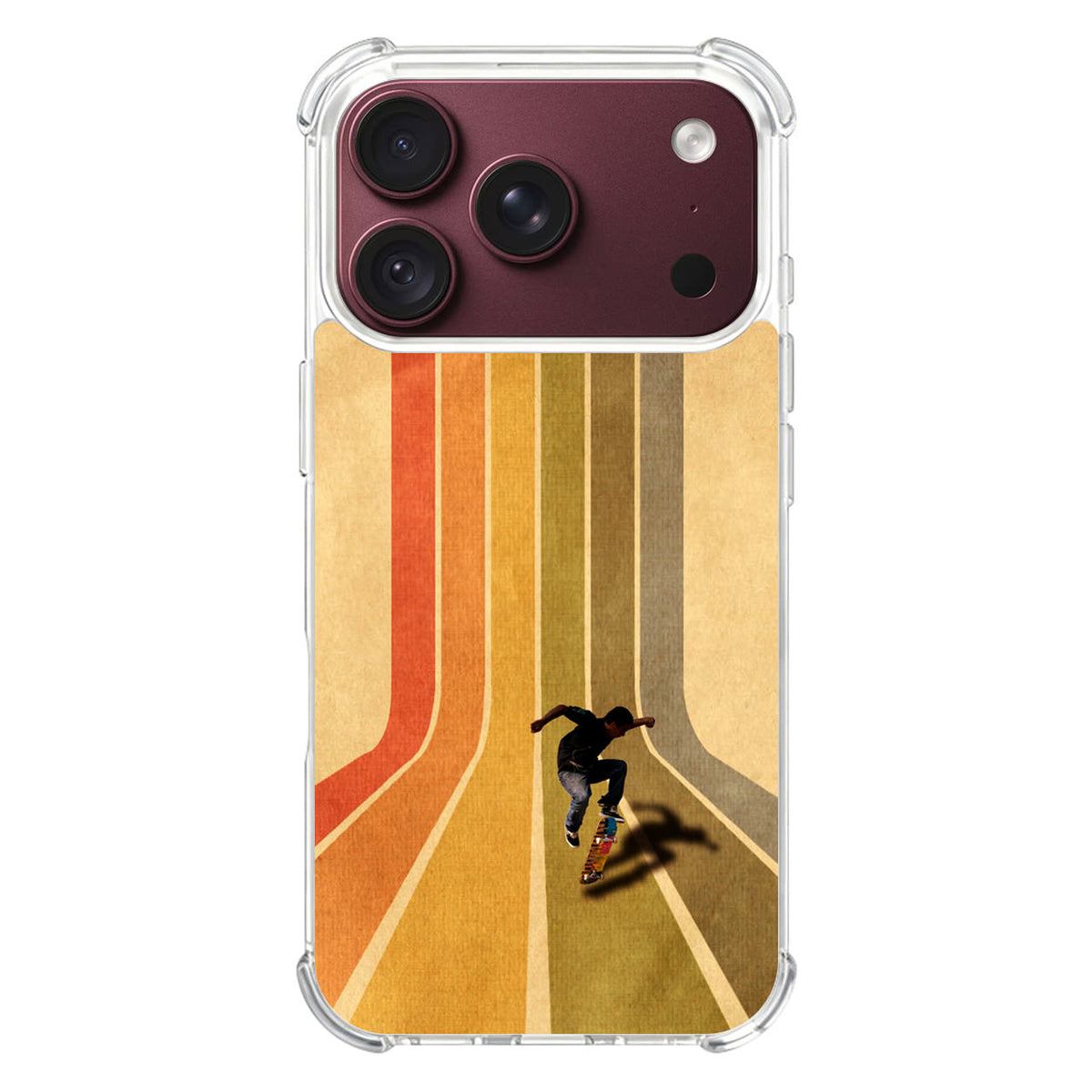 Vintage Skateboard On Colorful Stipe iPhone 18 Pro / 18 Pro Max Case