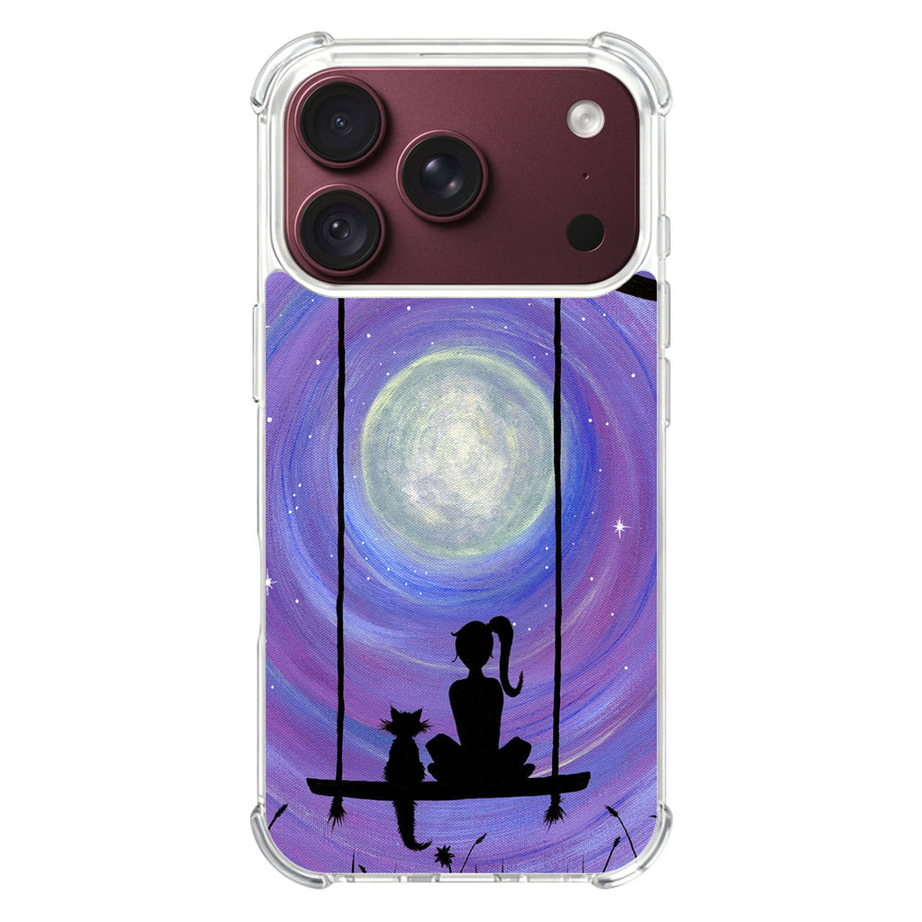 Girl Cat and Moon iPhone 18 Pro / 18 Pro Max Case