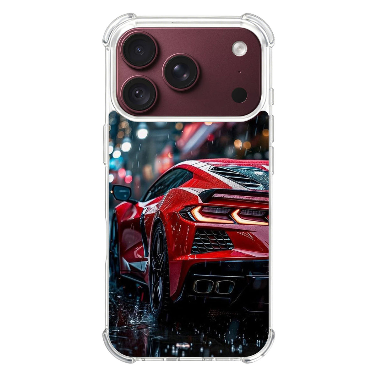 Red Sport Car in the Rain iPhone 18 Pro / 18 Pro Max Case