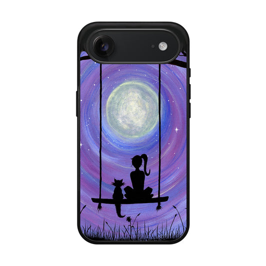 Girl Cat and Moon iPhone Air Case