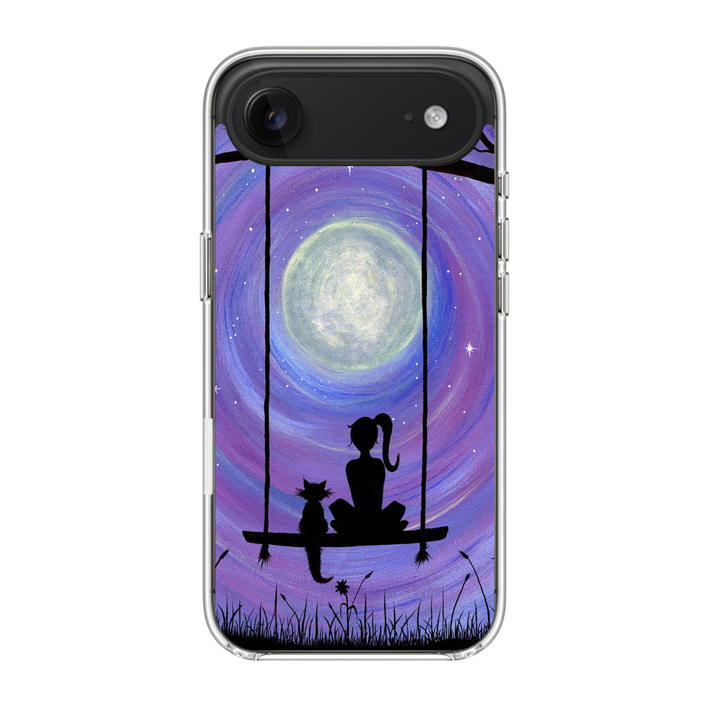 Girl Cat and Moon iPhone Air Case