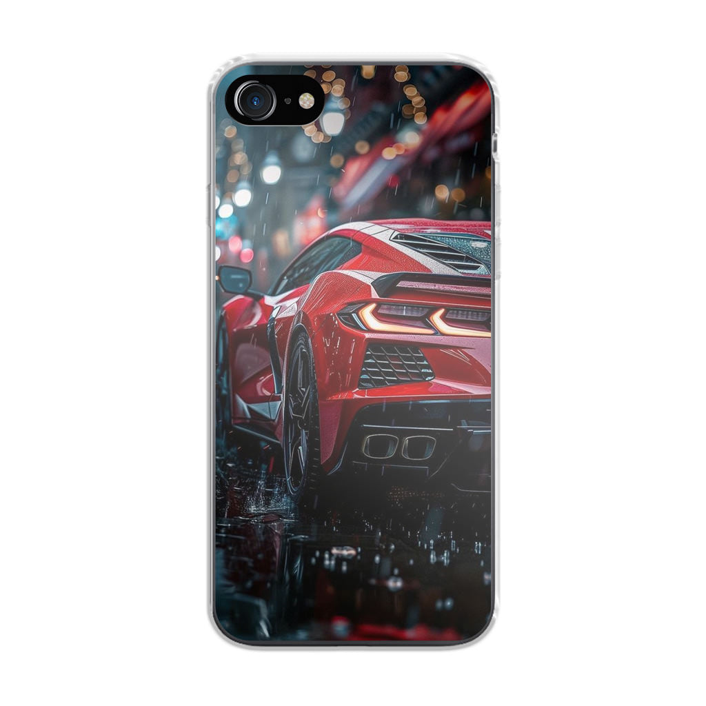 Red Sport Car in the Rain iPhone SE 3rd Gen 2022 Case