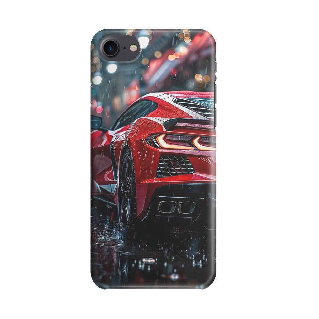 Red Sport Car in the Rain iPhone SE 3rd Gen 2022 Case