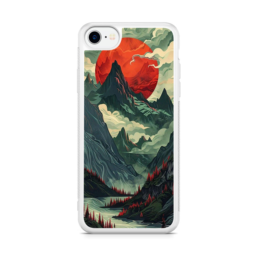 Crimson Moon Over Silent Peaks iPhone SE 3rd Gen 2022 Case