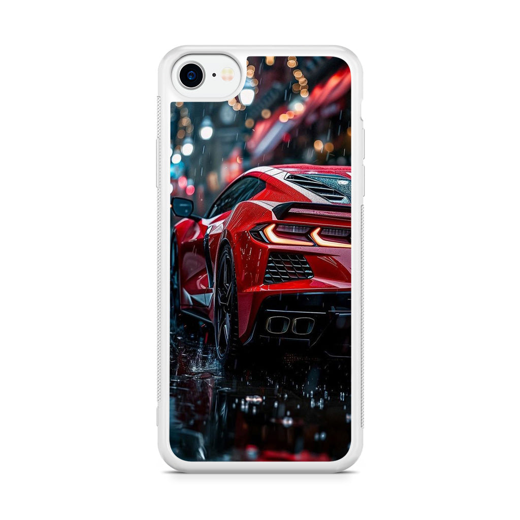 Red Sport Car in the Rain iPhone SE 3rd Gen 2022 Case