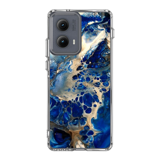Abstract Golden Blue Paint Art Motorola Edge 2024 Case