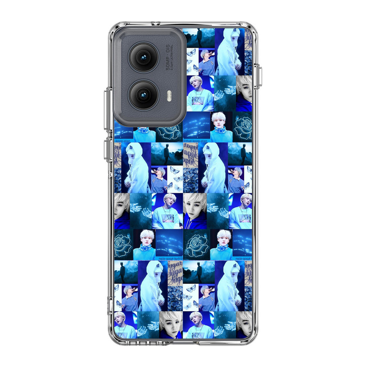 BTS Suga Blue Aesthetic Collage Motorola Edge 2024 Case