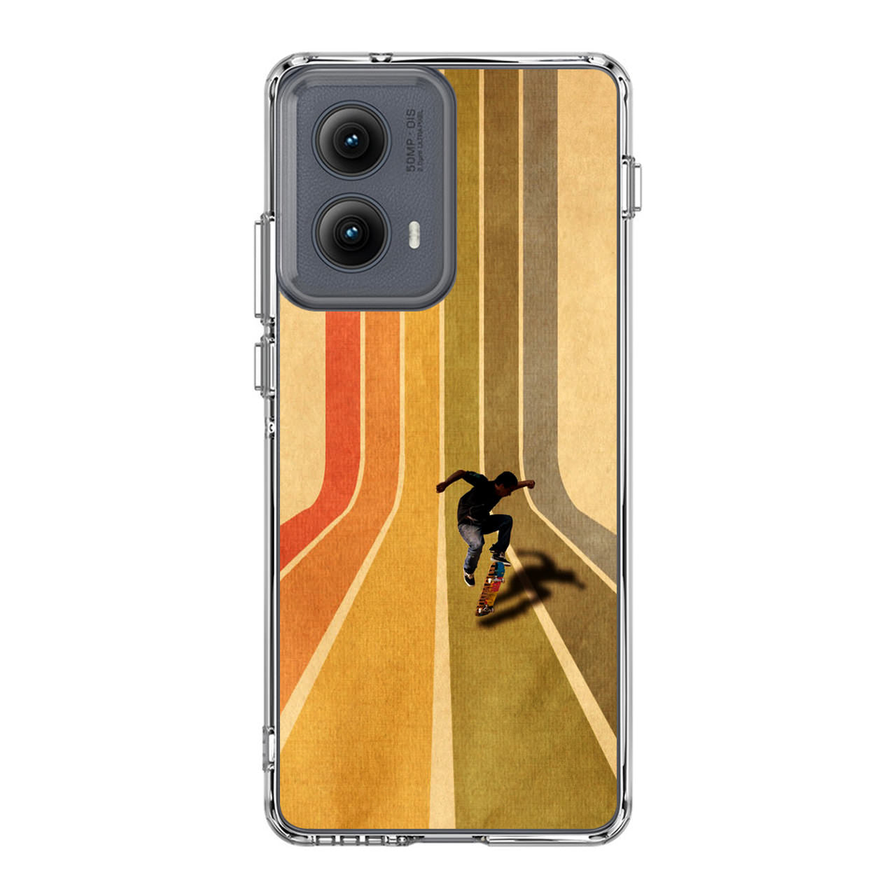 Vintage Skateboard On Colorful Stipe Motorola Edge 2024 Case