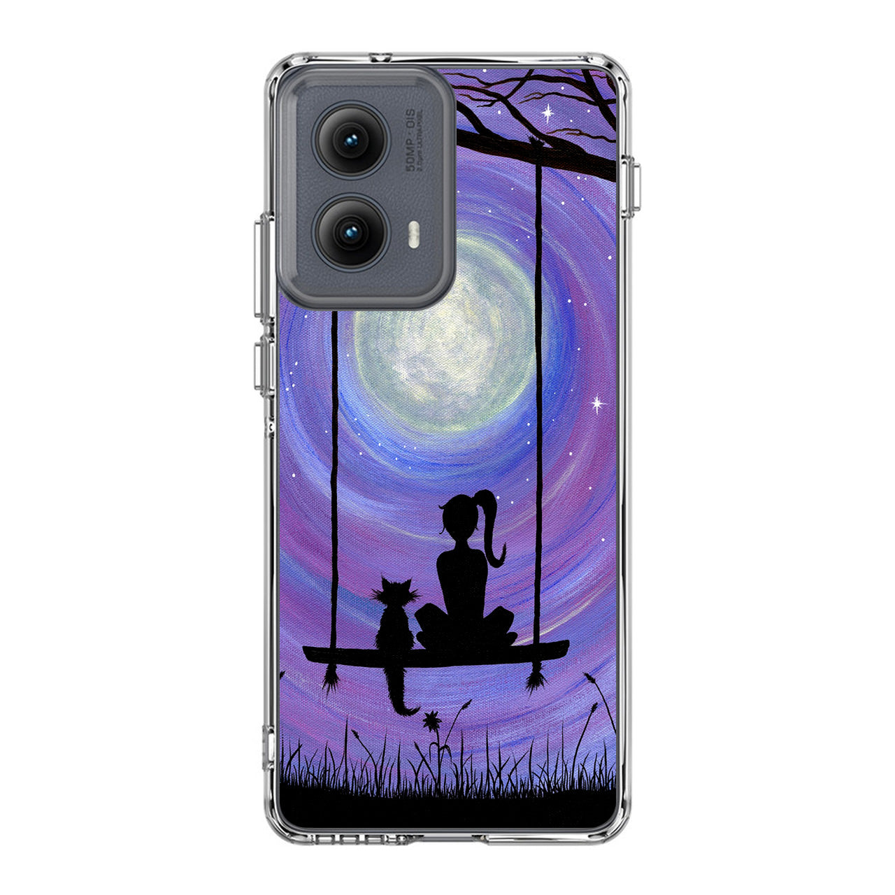 Girl Cat and Moon Motorola Edge 2024 Case