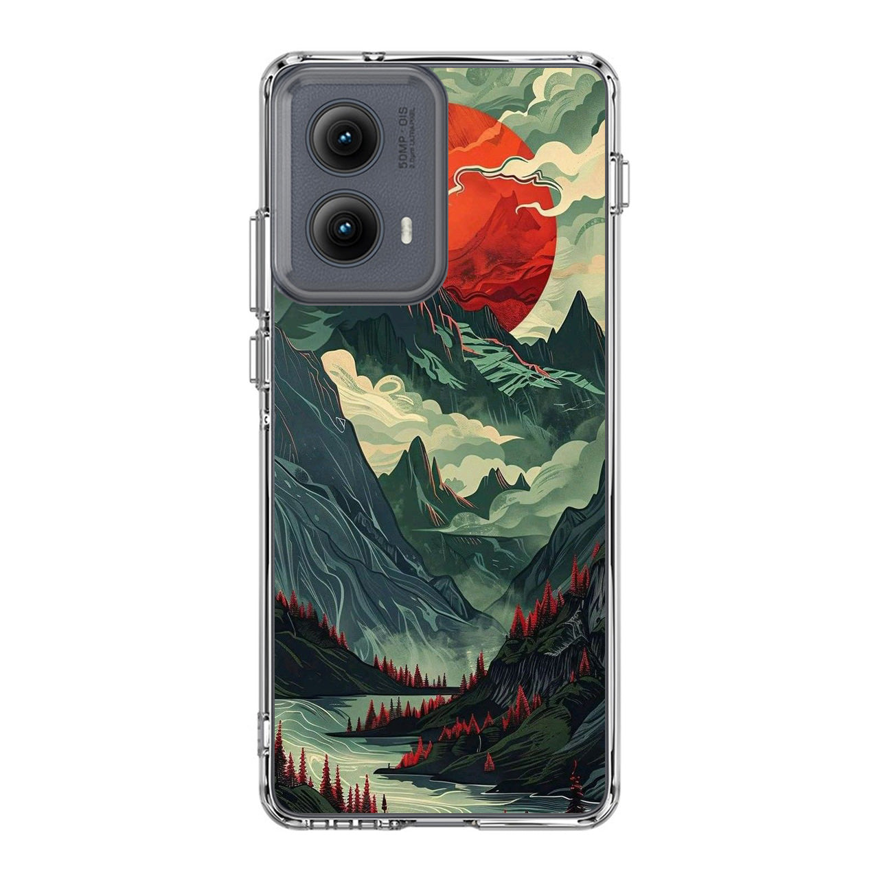 Crimson Moon Over Silent Peaks Motorola Edge 2024 Case