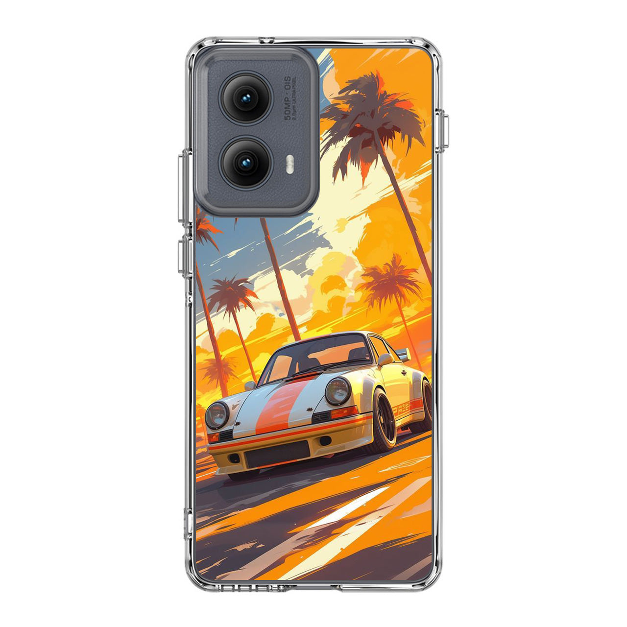 Turbo Dreams in Neon Palms Motorola Edge 2024 Case