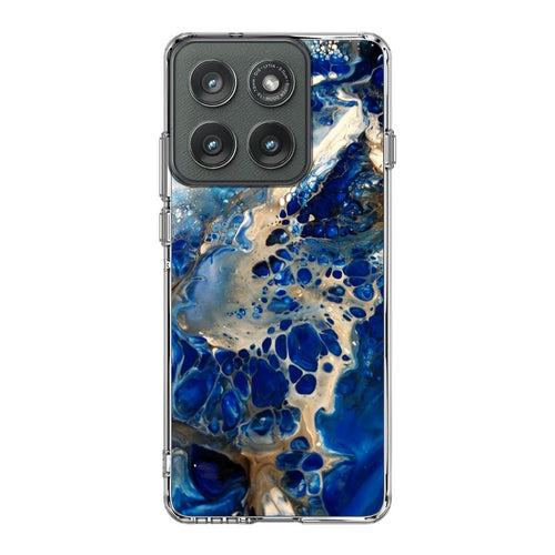 Abstract Golden Blue Paint Art Motorola Edge 2025 Case